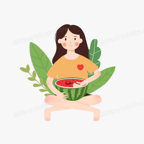 绘画吃瓜女孩,趣味横生的视觉盛宴